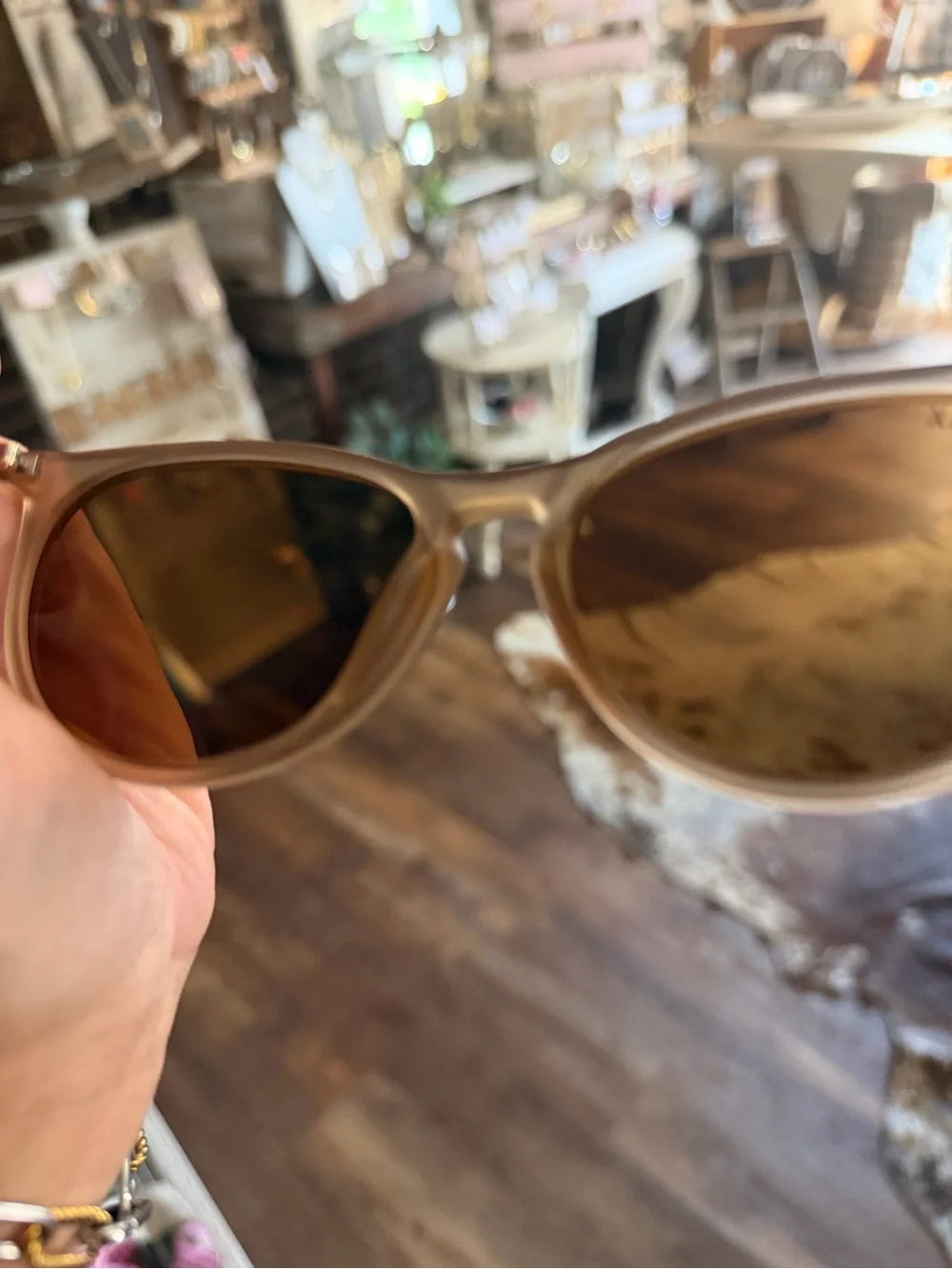 Dax ladies Brown Round Sunglasses — Matte Brown Frame
